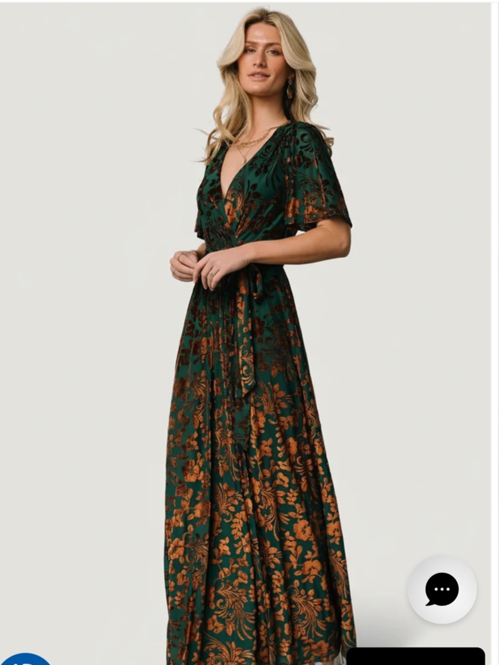 NWT - Baltic Born Green and Rust Floral Wrap Maxi Dress - Picture 2 of 12
